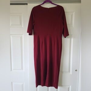 Women's Burgundy Midi Sheath Dress